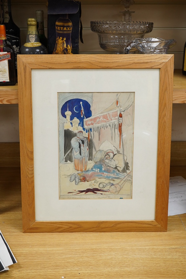 René Bull (1872-1942), 'Til I Wake', unsigned, pencil and watercolour illustration, 35 x 24cm